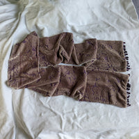 Cut velvet, natural logwood scarf with bead fringe