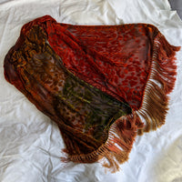 cut silk velvet shawl with 5'' fringe
