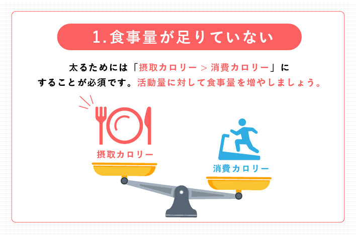 太れない原因　食事量が足りていない