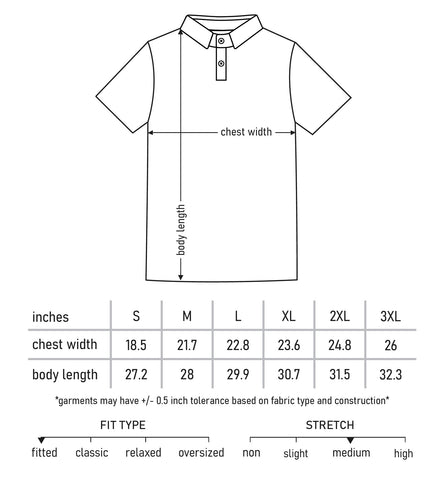 Grey Polo Size Chart