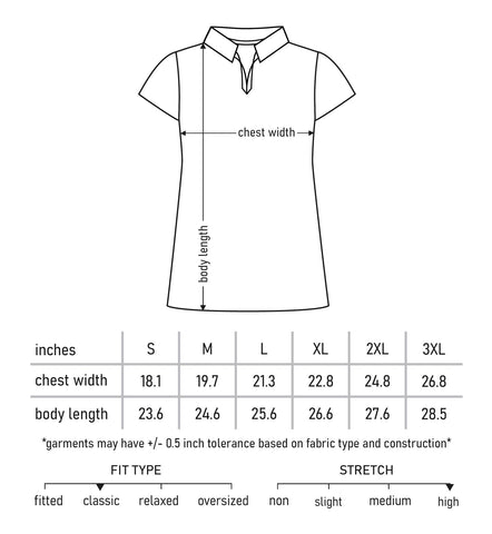 Trisha polo size chart