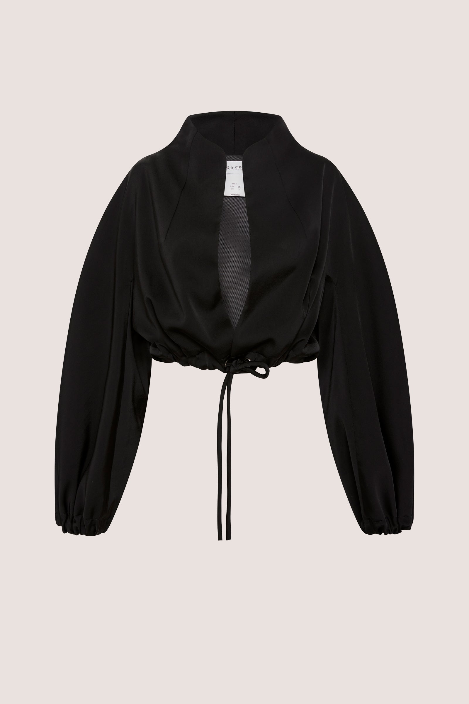 BLACK SATIN CREPE CAMPBELL BOMBER JACKET