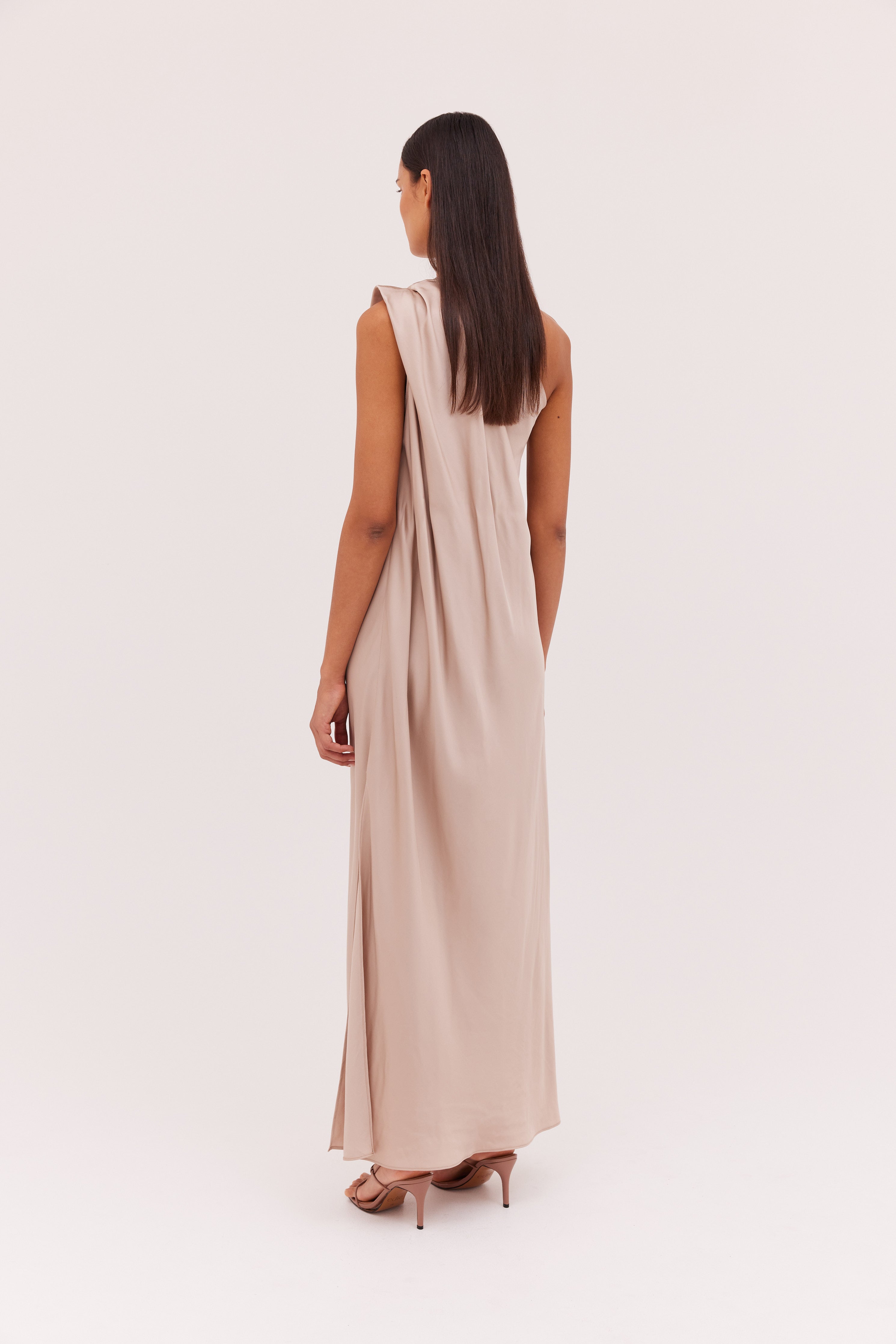 SAND SATIN IBIZA DRESS