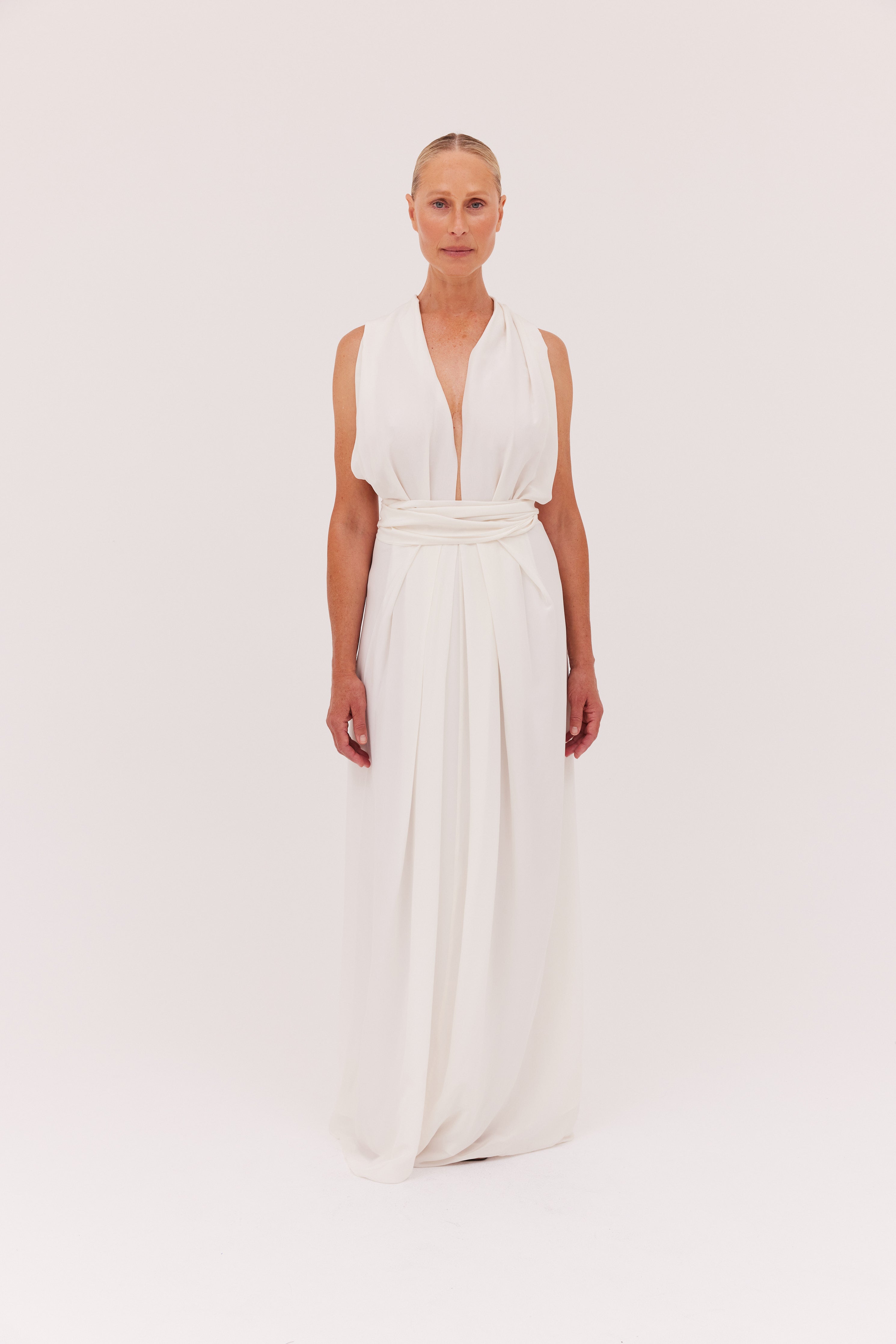 WHITE SILK CDC ASCENDANT GOWN