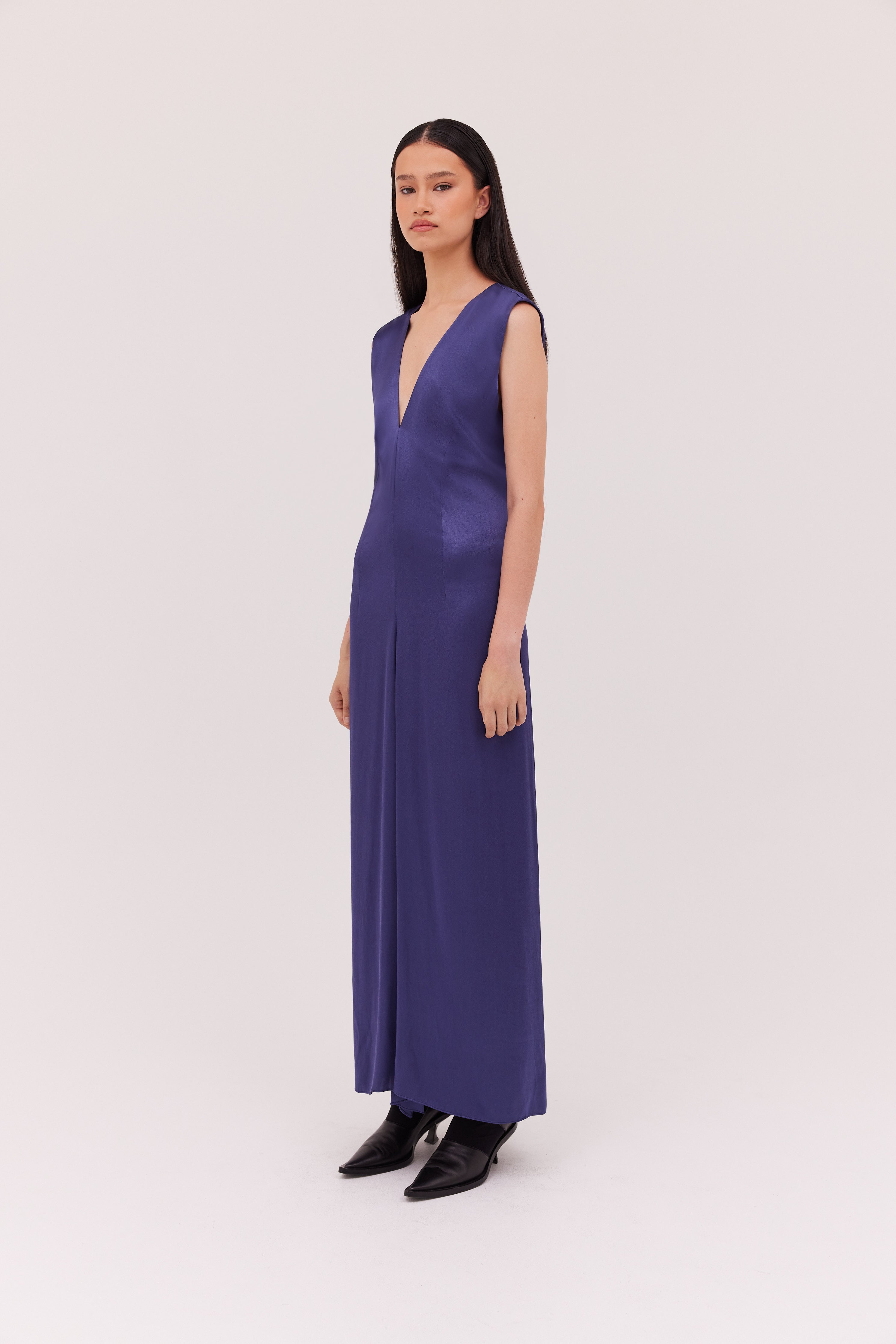 MIDNIGHT SATIN SPLENDOUR DRESS