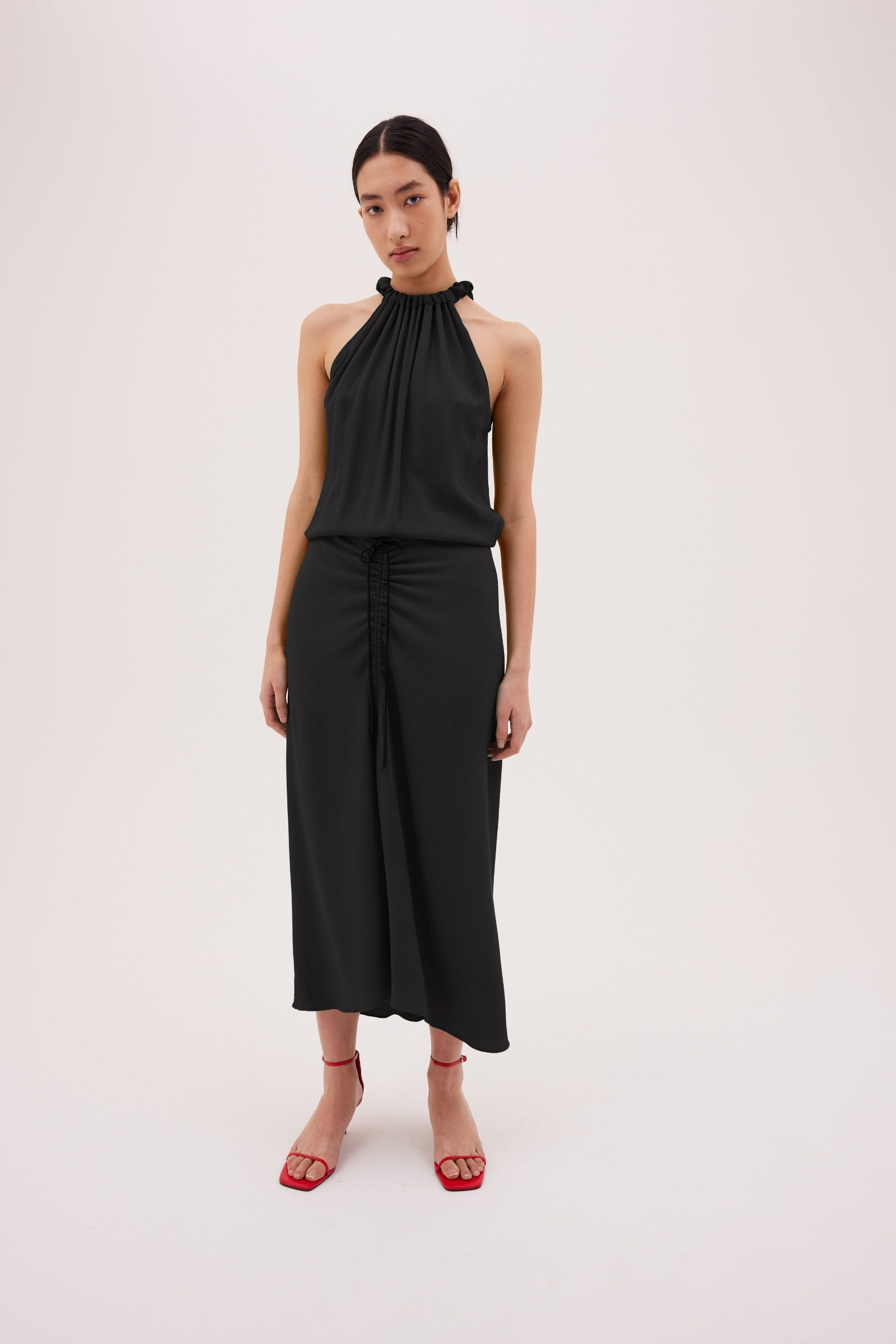 BLACK CREPE MAJORCA DRESS