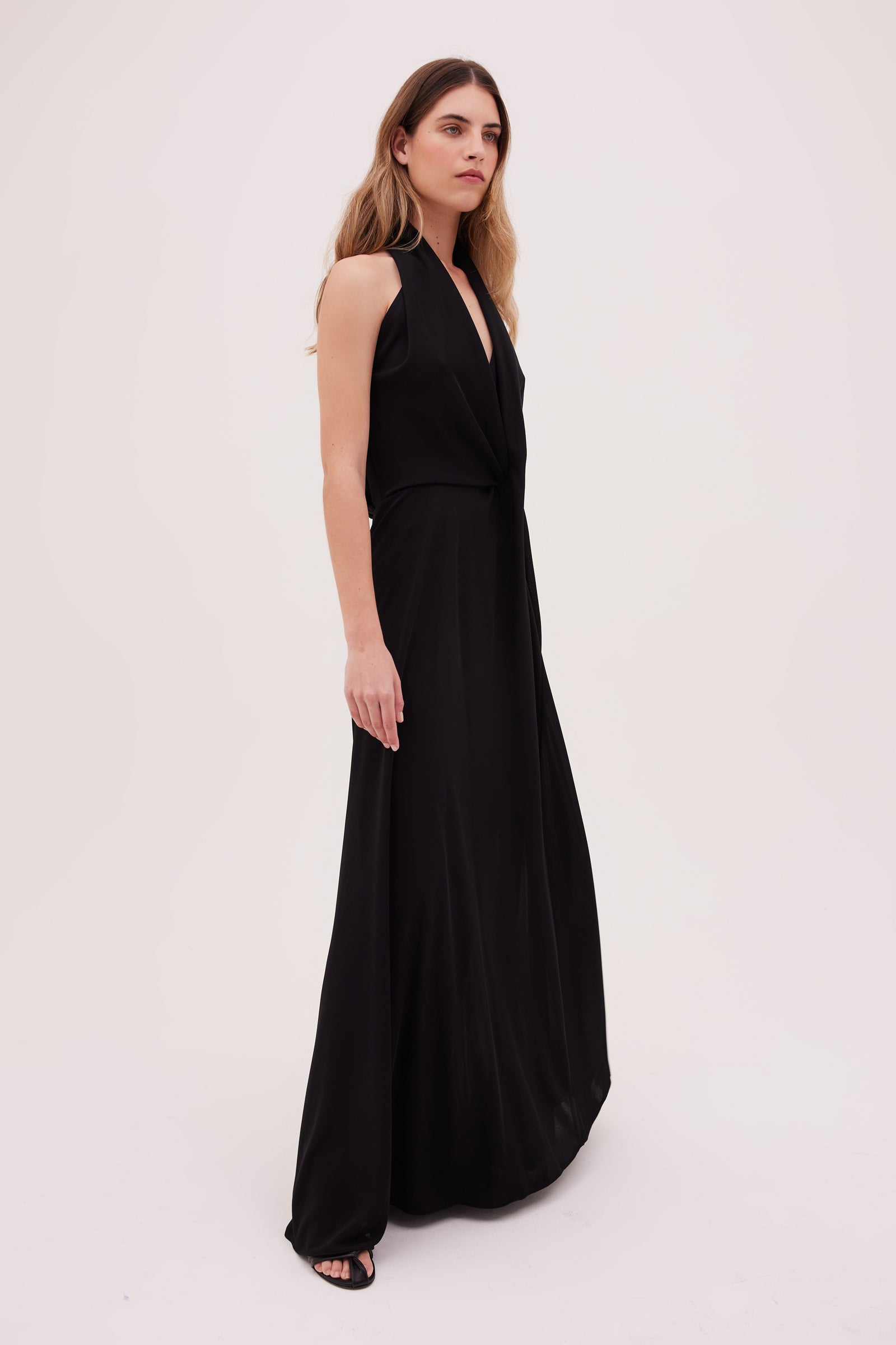 BLACK JERSEY ENTWINED LONG DRESS