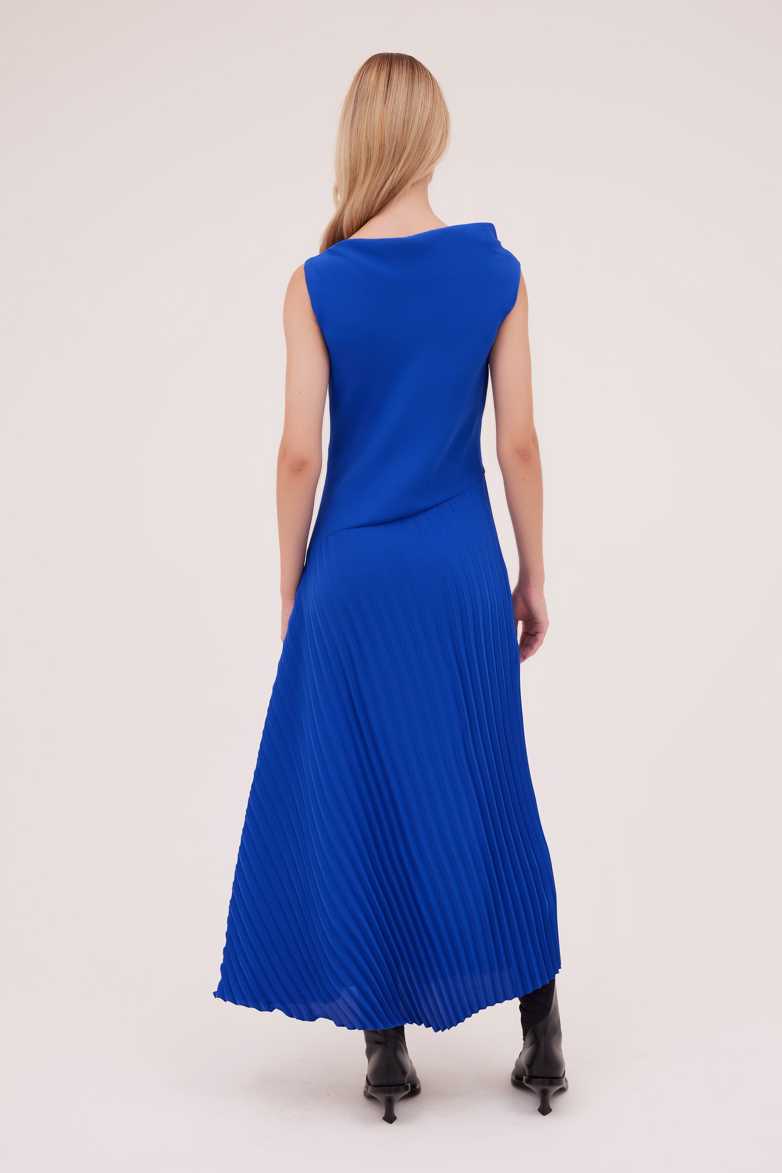 COBALT SATIN LINEAR DRESS