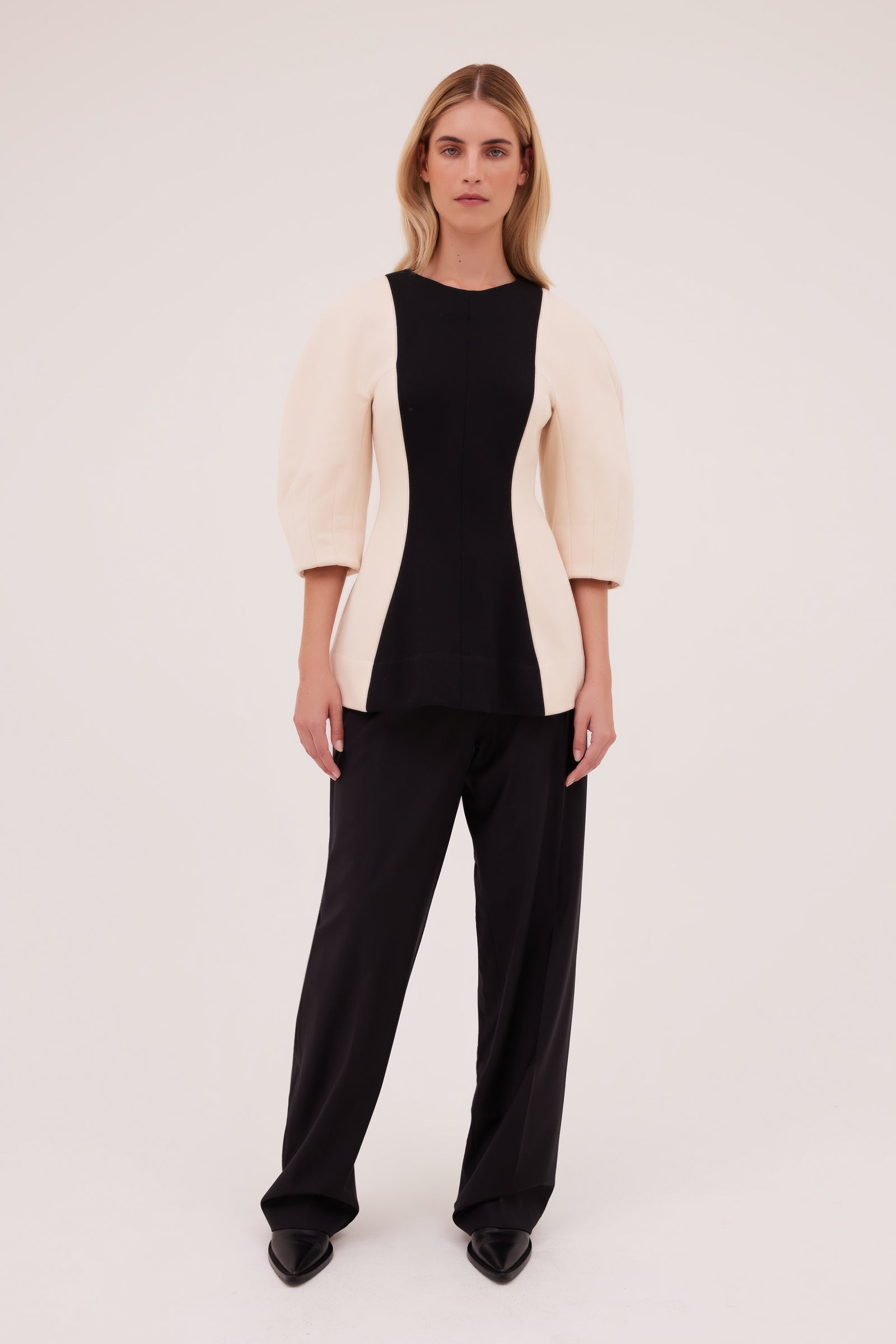 BLACK WOOL SUITING KENT PANT