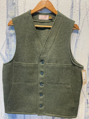 Filson Wool Button Vest - Green, Mens Large - White Pine Outfitters