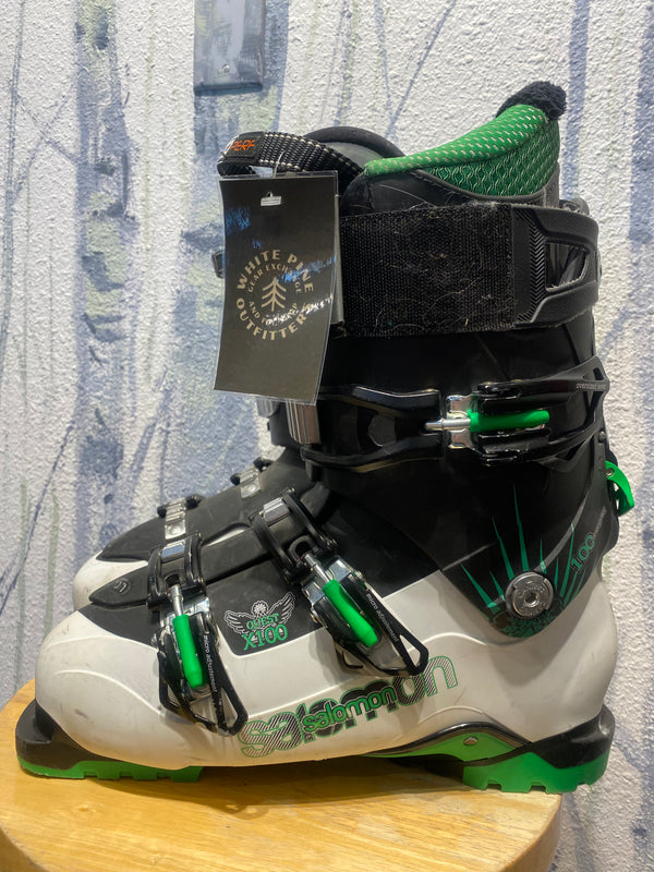Salomon X 100 Alpine Boots - Black/White/Green, 27/27.5