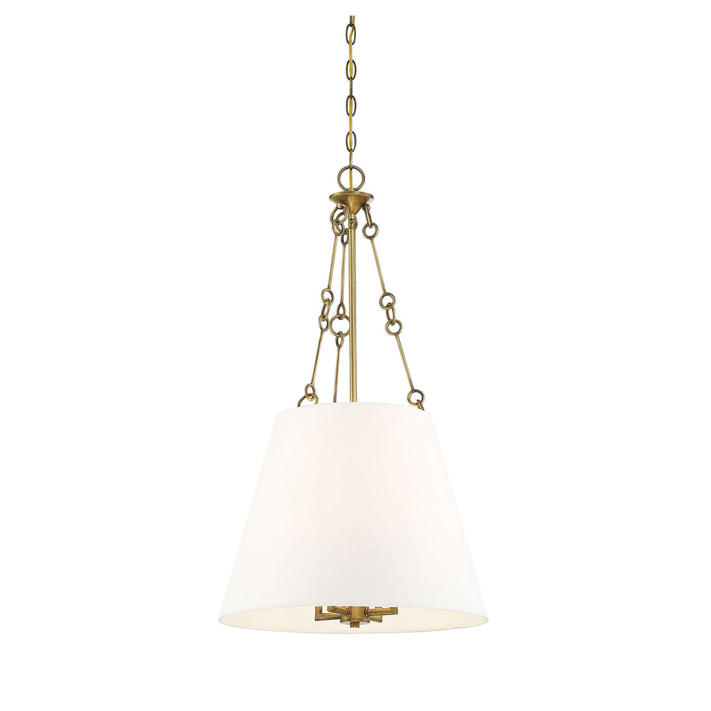 Savoy House 7-2201-4-322 Austin 4 Light Pendant In Warm Brass With Whi ...