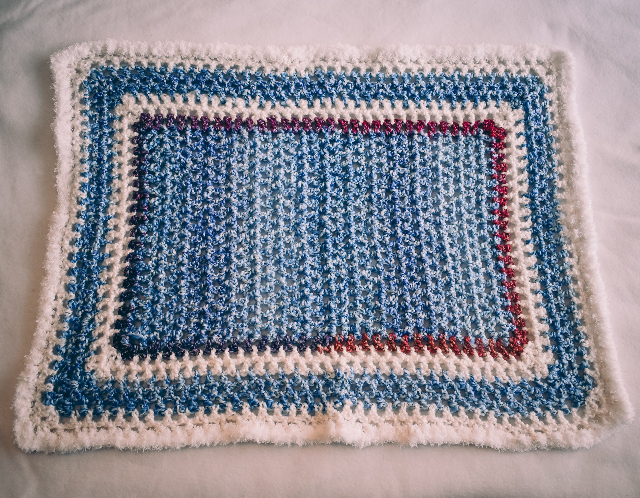 blue and white baby blanket