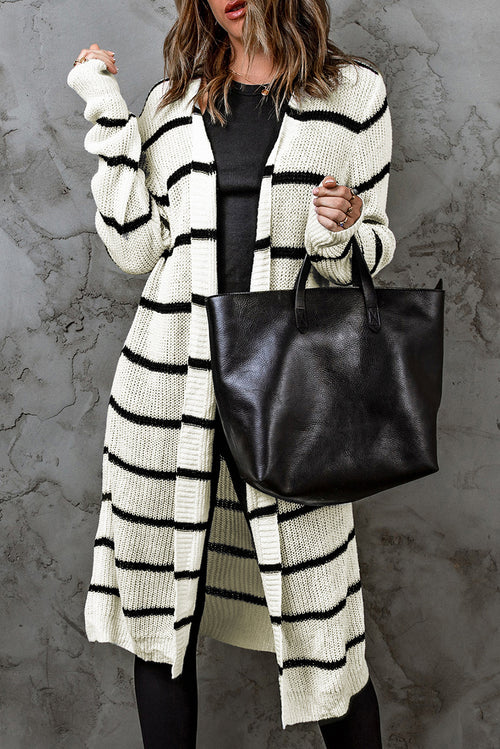 Timeless Striped Long Cardigan