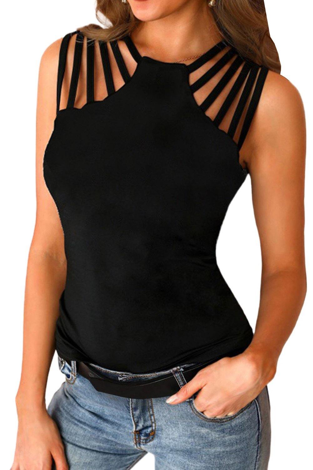 Black Multi-strap Casual Tank Tank Top – Mystique-Online