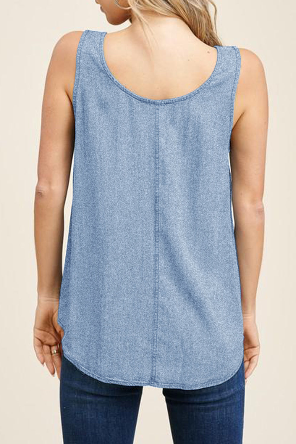 Blue Light Denim Long Tank Top – Mystique-Online