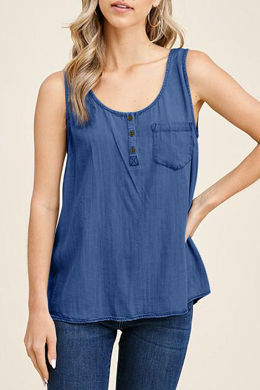 Blue Light Denim Long Tank Top – Mystique-Online