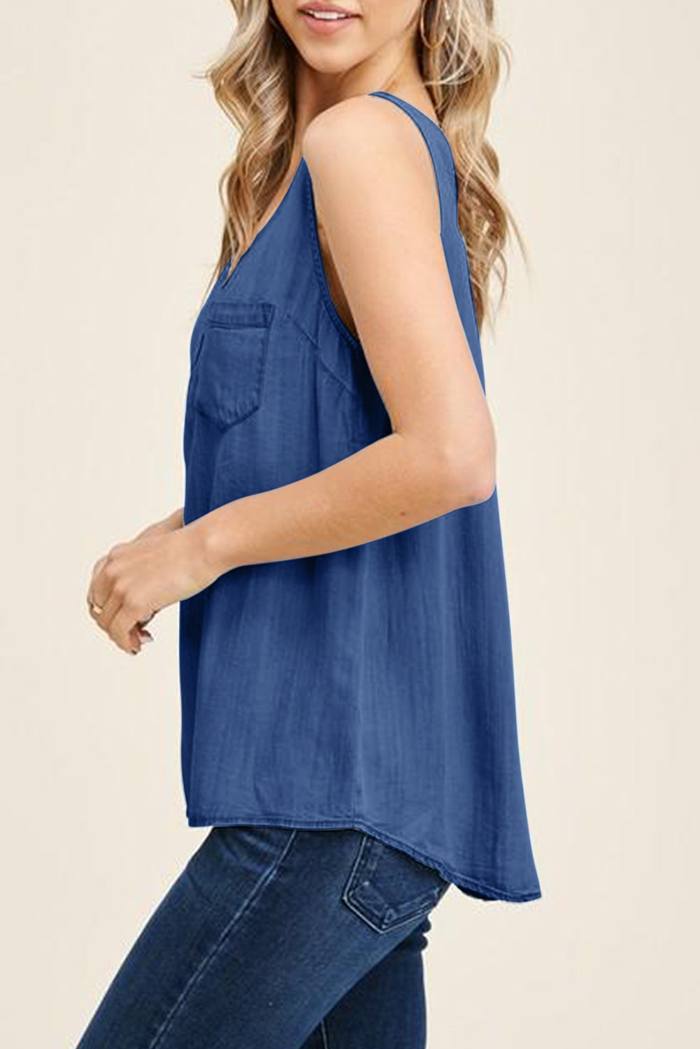 Blue Light Denim Long Tank Top – Mystique-Online