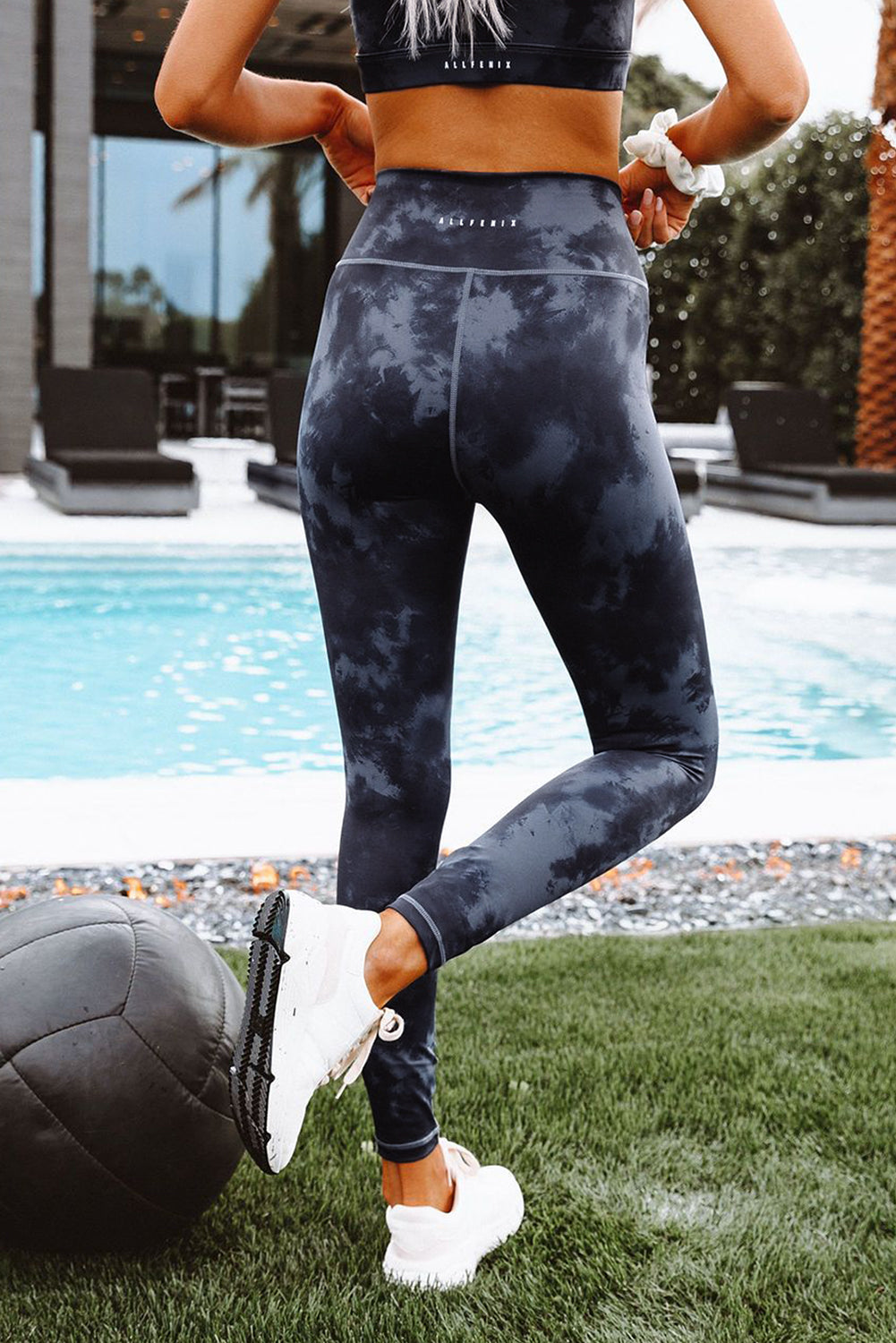 Black Tie Dye Leggings, Women's Workout Apparel