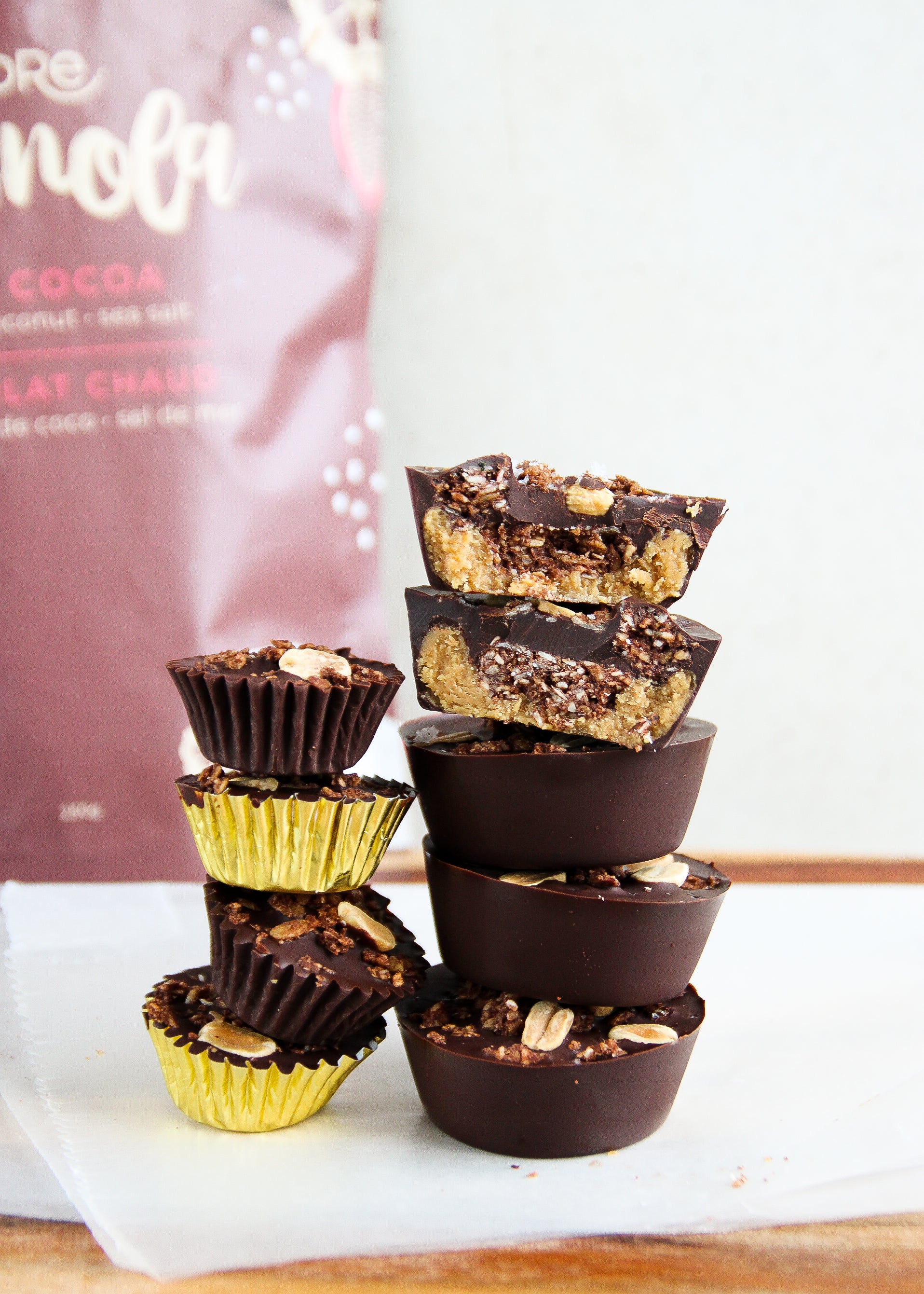 Salted Dark Chocolate Date Peanut Butter Cups