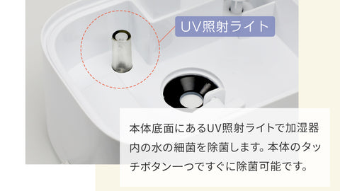 UVライトで除菌します