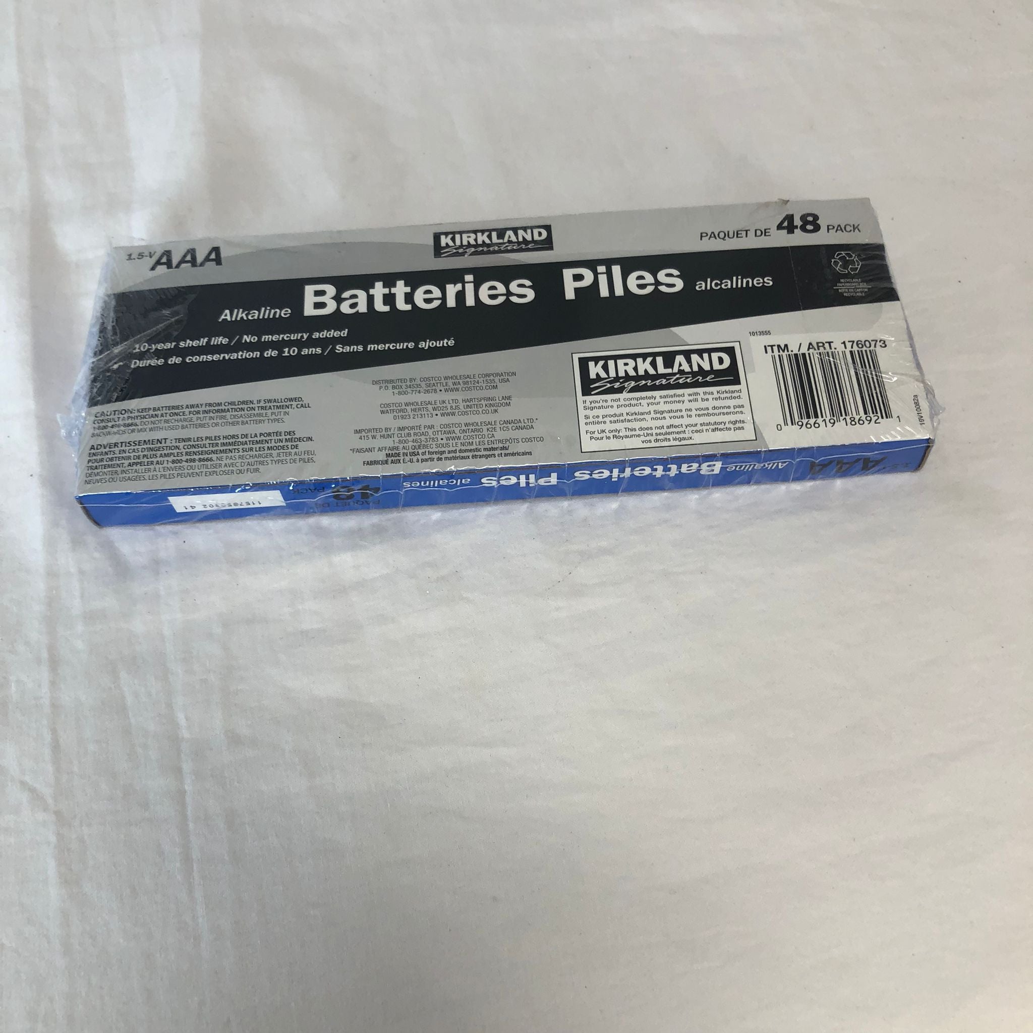 Kirkland Signature AAA Alkaline Batteries, 48-count