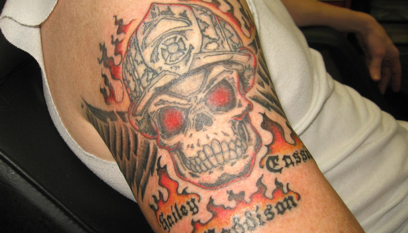 Dödskalle Tatuering Brandman