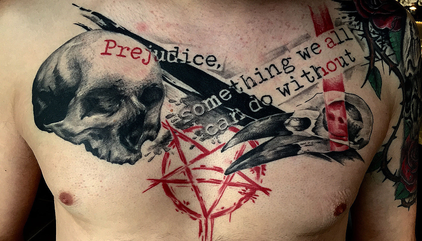 Häftig Dödskalle Tatuering