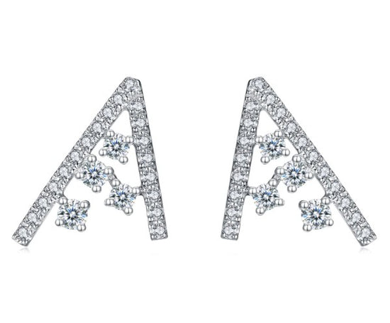 LEGACY- 18K White Gold and Diamonds Alphabet「A」Earrings