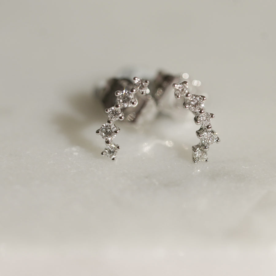 mori - 14K White Gold Diamond Earrings