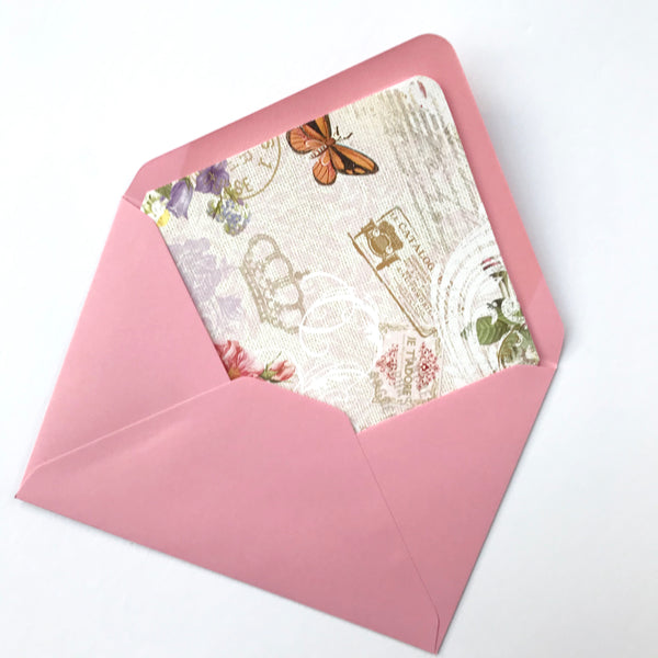 Pink lined envelope