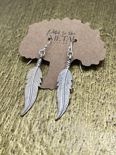 Large 18K White Gold Statement Feather Earrings - 4.5 Inches | White Gold  Dangle Earrings | Cadar – CADAR