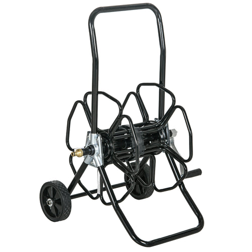 Garden Portable Water Hose Reel Cart Hold Up to 98' of 5/8" Hose (Hose Not Included) with Wheels for Yard Lawn--Black