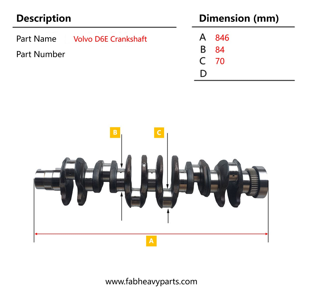 New Crankshaft 04502707 for Volvo Engine D6E