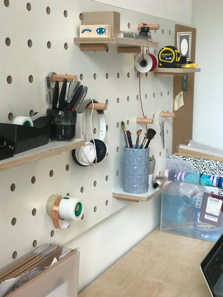 Pegboard craft room