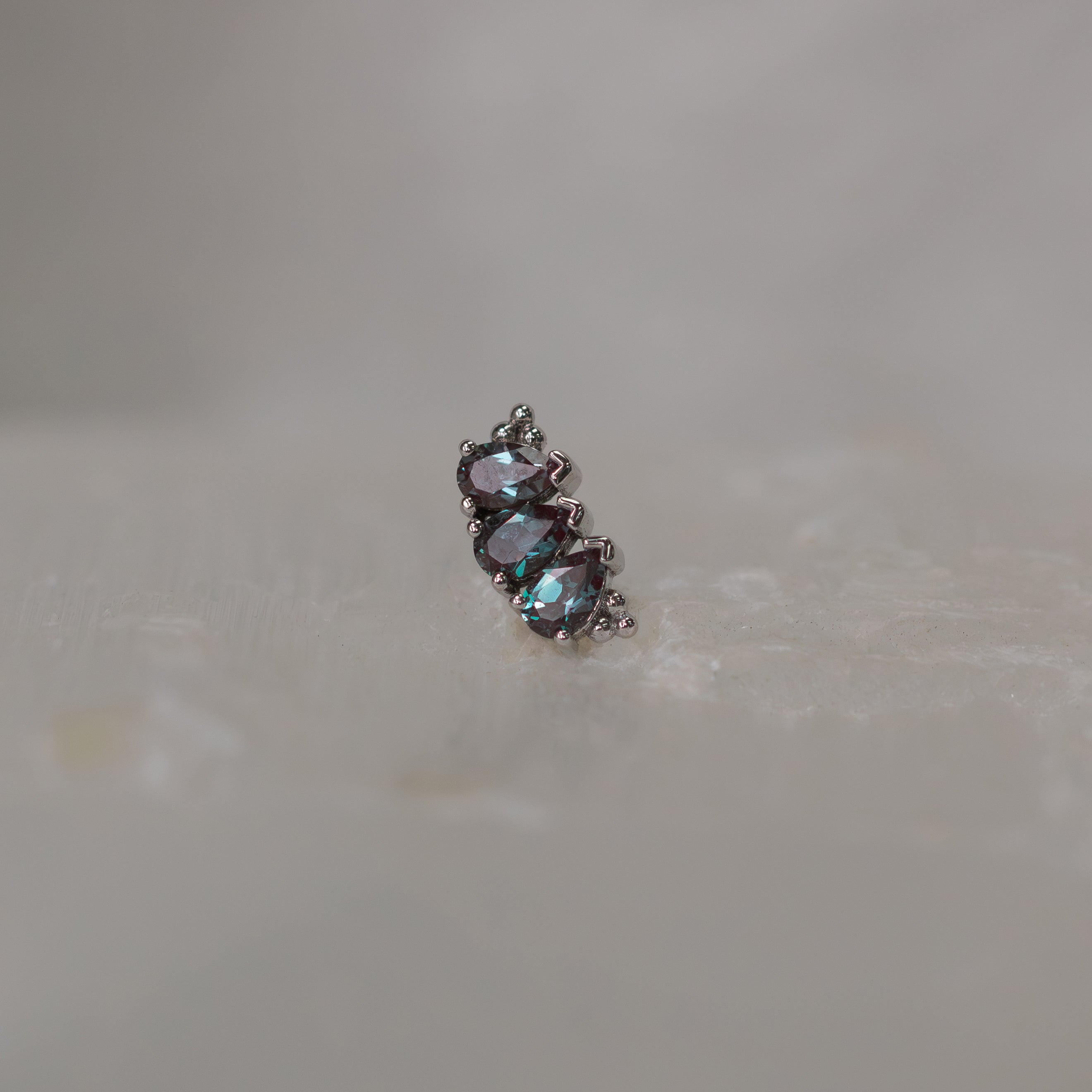 3 Gem Pear Panaraya with Alexandrite 18g/16g Threaded End