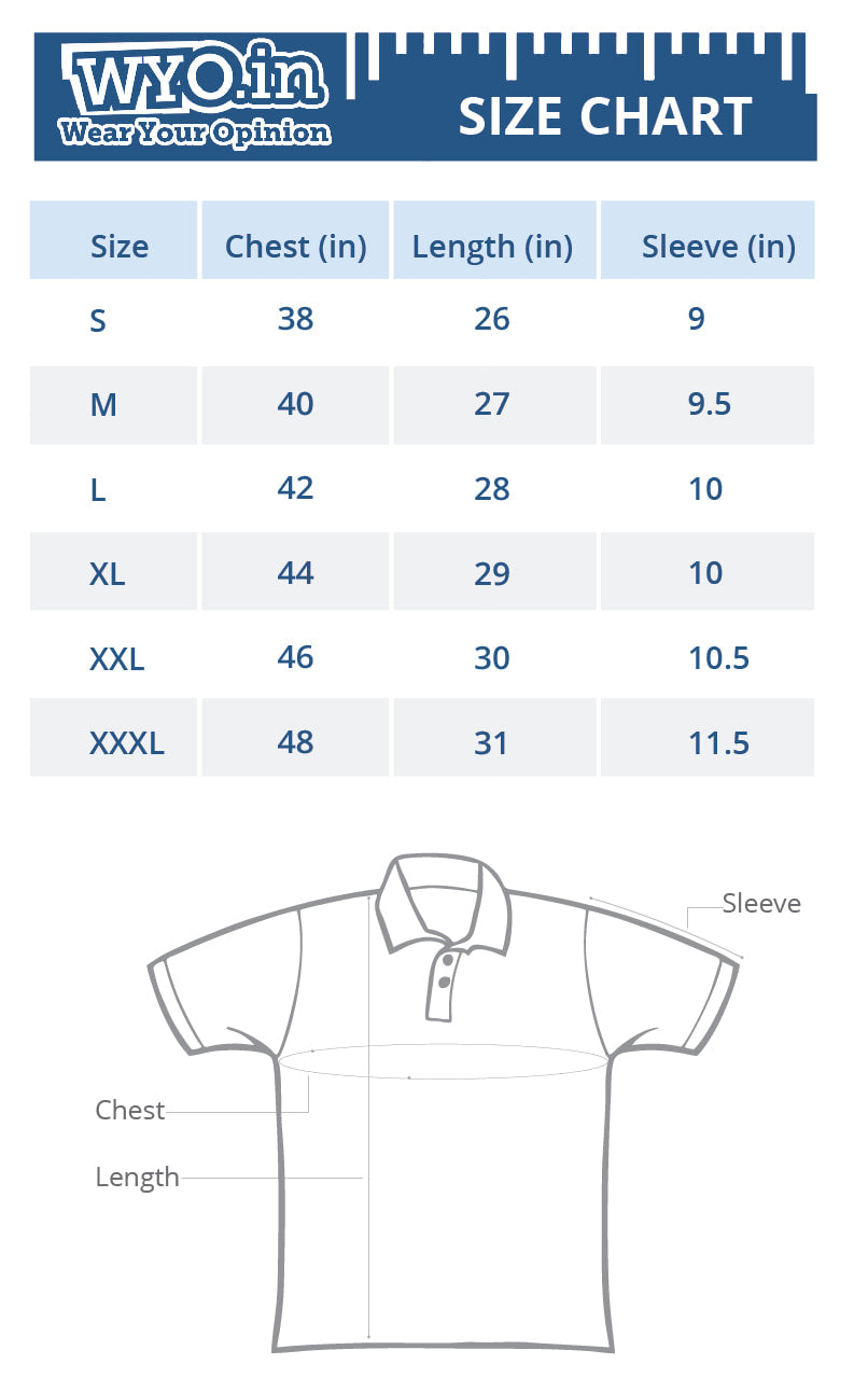 Polo Shirt Sizing Chart