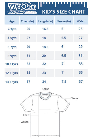 size chart for boy shirt