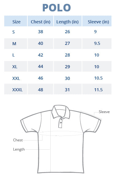 Polo T Shirt Size Chart