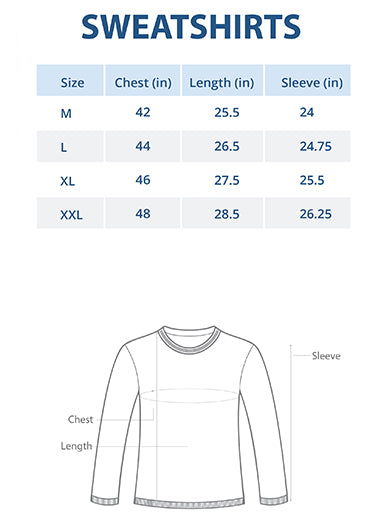 Full Sleeve Shirt Size Chart