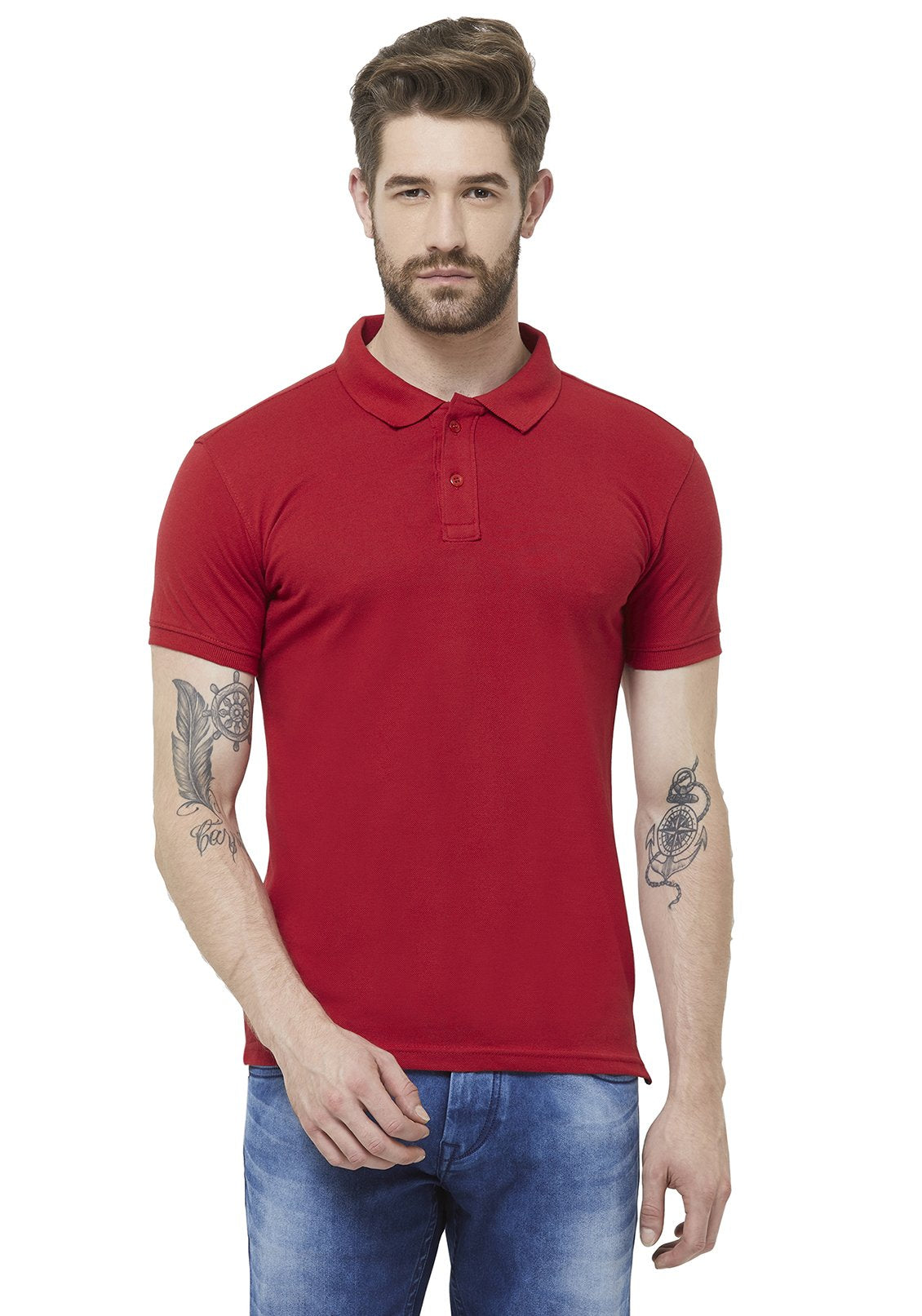 Red Premium Polo Collar T-Shirt For Men – Wear Your Opinion - WYO.in