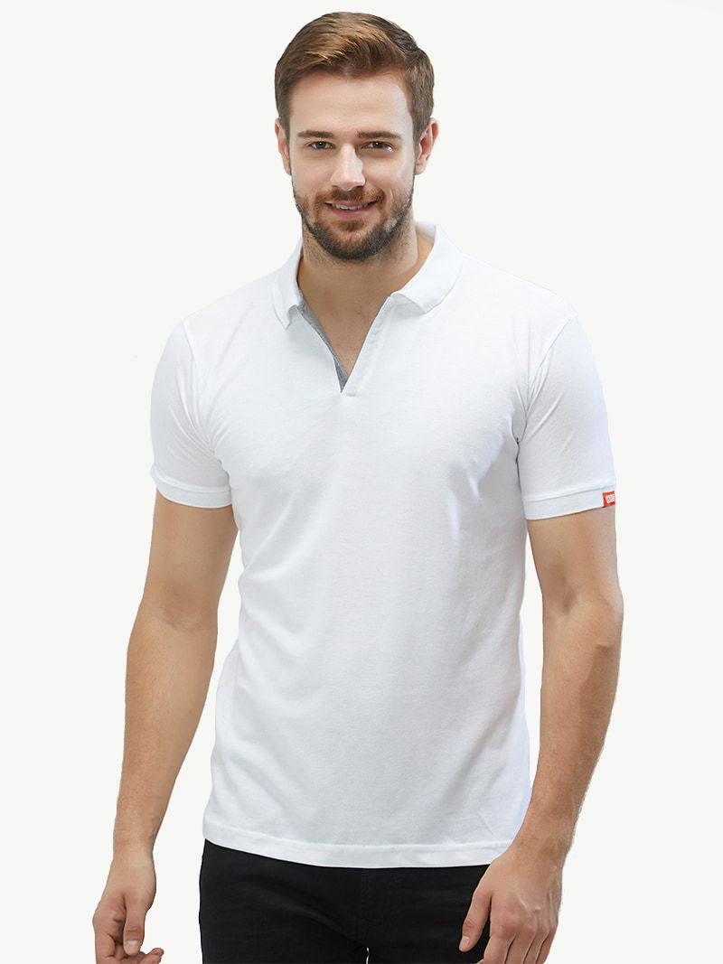  White  Polo  Collar T  Shirt  For Men Wear Your Opinion WYO in