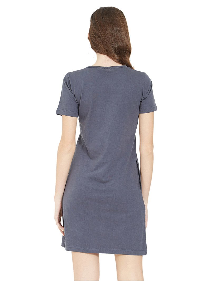 Plain Dark Grey Women T-Shirt Dress – Wear Your Opinion - WYO.in