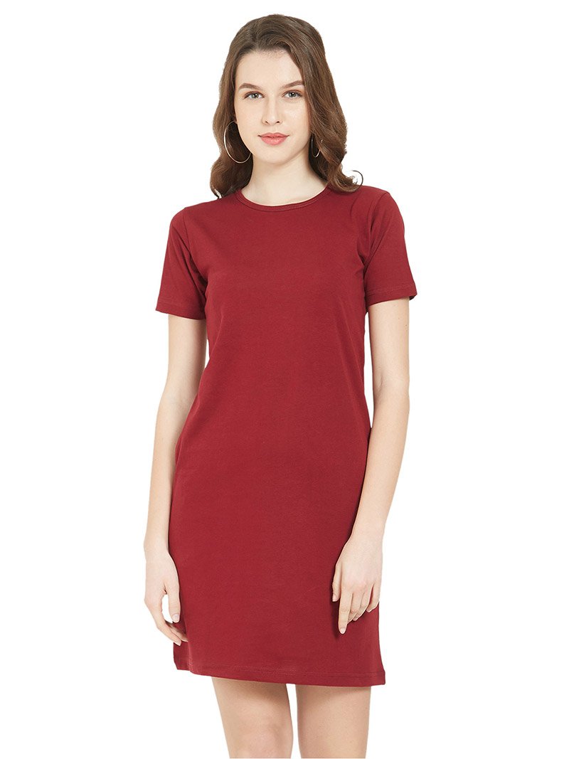 maroon tshirt dress