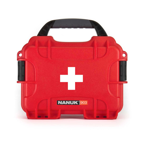 Perfect to organize, protect and carry first aid supplies and equipment, the NANUK 903 waterproof hard case is impenetrable and indestructible with a lightweight tough resin shell and double side-mounted PowerClaw superior latching system.