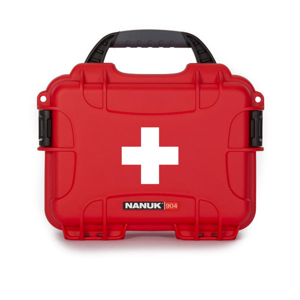 Perfect to organize, protect and carry first aid supplies and equipment, the NANUK 904 waterproof hard case is impenetrable and indestructible with a lightweight tough resin shell and double side-mounted PowerClaw superior latching system. 