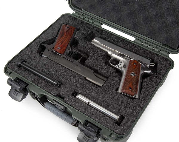 Lightweight, rugged and compact, the NANUK 910 Classic 2 Up Pistol hard case adapts to every environment and is favored by outdoor enthusiasts, sportsmen and sportswomen, law enforcement officers, military, hunters and shooting sports enthusiasts to protect their most valuable handguns. 