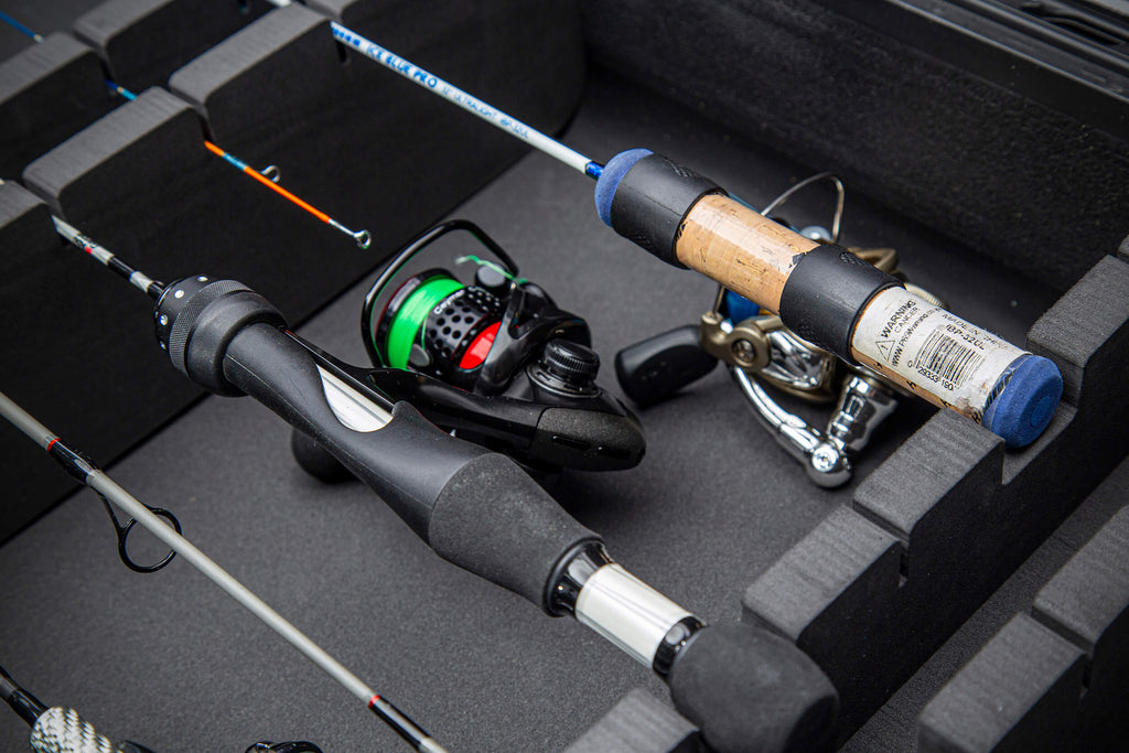 The NANUK 990 Waterproof Protective Case for Ice Fishing Rods was built to organize, protect and carry.