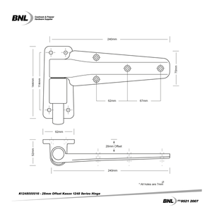 BNL K1248000016 28mm Offset Kason 1248 Series Spring Assisted Hinge Specifications