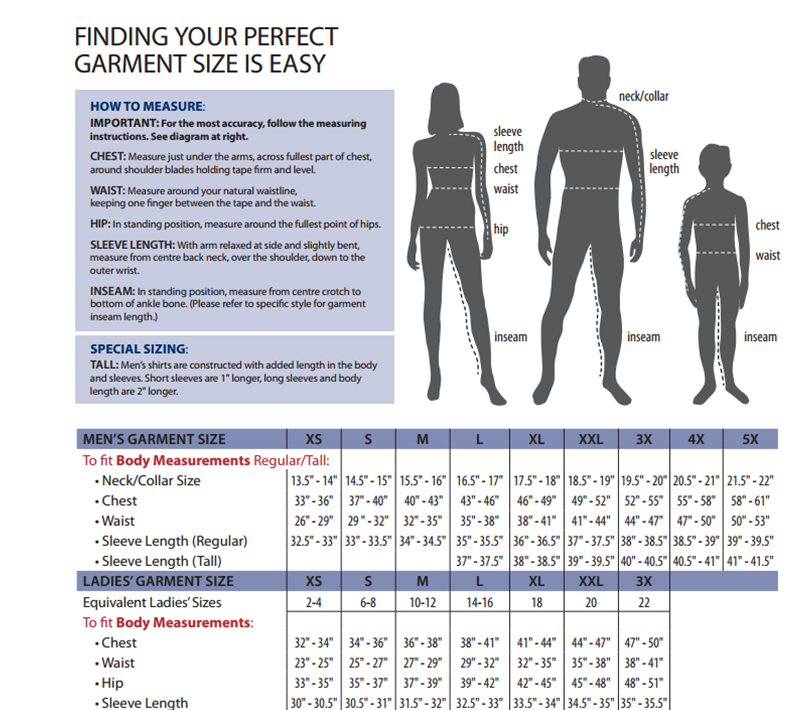 Size Chart – CIH ACADEMY